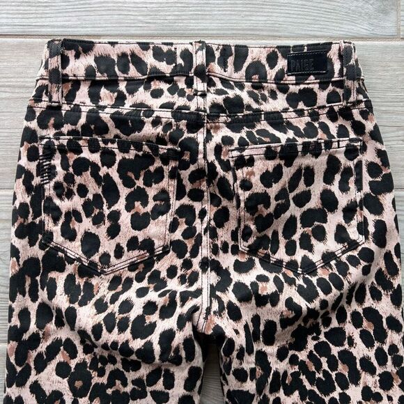 Paige Women's Pink Leopard Print Frayed Hem Skinny Hoxton Ankle Jeans Size 23 - Picture 7 of 11